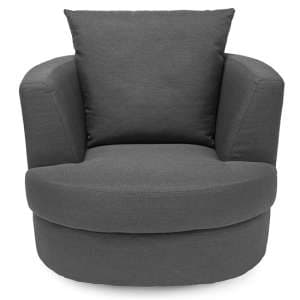 Blaise Small Snug Swivel Fabric Tub Chair In Grey
