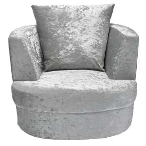 Blaise Small Snug Swivel Fabric Tub Chair In Silver