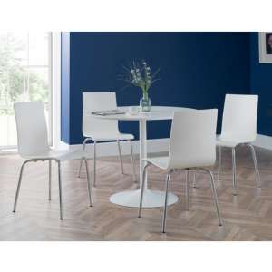 Balwina White Wooden Dining Table With 4 Mandy White Chairs