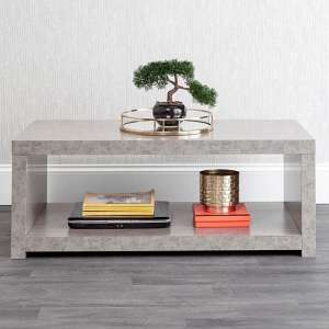 Baginton Wooden Coffee Table With Undershelf In Concrete Effect