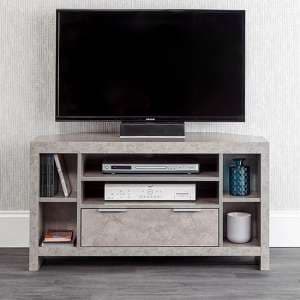 Baginton Corner Wooden 1 Drawer TV Stand In Concrete Effect