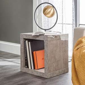 Baginton Wooden Cube Side Table In Concrete Effect
