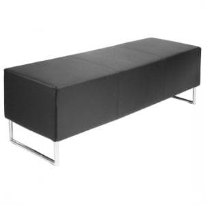 Blockette Bench Seat In Black Faux Leather With Chrome Legs