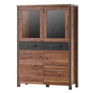 Blois Wooden Display Cabinet 2 Doors In Royal Oak With LED