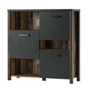 Blois Wooden Sideboard 3 Doors 3 Shelves In Matera Oak With LED - UK
