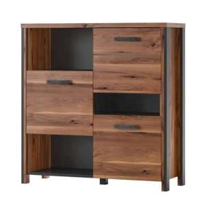 Blois Wooden Sideboard 3 Doors 3 Shelves In Royal Oak With LED - UK