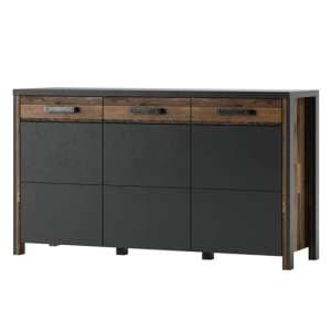 Blois Wooden Sideboard With 3 Doors In Matera Oak And LED - UK