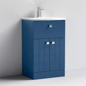 Bloke 50cm 1 Drawer Vanity With Curved Basin In Satin Blue - UK