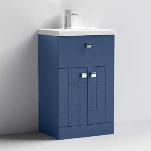 Bloke 50cm 1 Drawer Vanity With Mid Edged Basin In Satin Blue - UK