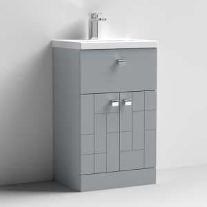 Bloke 50cm 1 Drawer Vanity With Mid Edged Basin In Satin Grey - UK