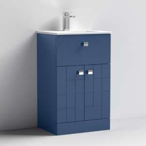 Bloke 50cm 1 Drawer Vanity With Minimalist Basin In Satin Blue - UK