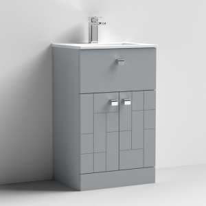 Bloke 50cm 1 Drawer Vanity With Minimalist Basin In Satin Grey - UK