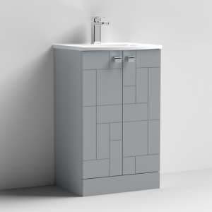 Bloke 50cm 2 Doors Vanity With Curved Basin In Satin Grey - UK