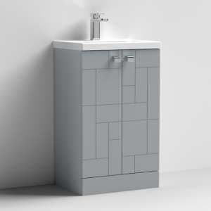 Bloke 50cm 2 Doors Vanity With Mid Edged Basin In Satin Grey - UK