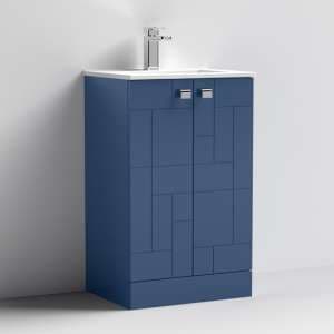 Bloke 50cm 2 Doors Vanity With Minimalist Basin In Satin Blue - UK