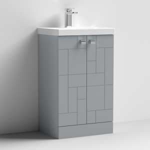 Bloke 50cm 2 Doors Vanity With Thin Edged Basin In Satin Grey - UK