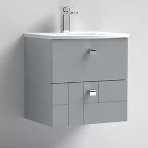 Bloke 50cm Wall Vanity With Curved Basin In Satin Grey - UK