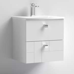 Bloke 50cm Wall Vanity With Curved Basin In Satin White - UK