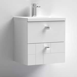 Bloke 50cm Wall Vanity With Mid Edged Basin In Satin White - UK