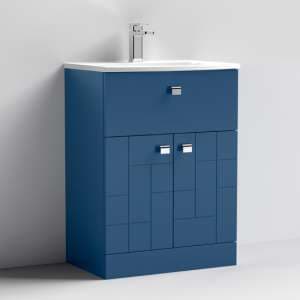 Bloke 60cm 1 Drawer Vanity With Curved Basin In Satin Blue - UK