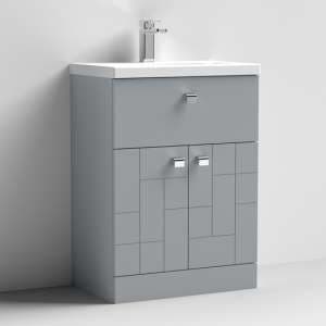 Bloke 60cm 1 Drawer Vanity With Mid Edged Basin In Satin Grey - UK