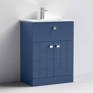 Bloke 60cm 1 Drawer Vanity With Minimalist Basin In Satin Blue - UK