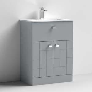 Bloke 60cm 1 Drawer Vanity With Minimalist Basin In Satin Grey - UK