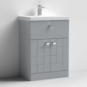 Bloke 60cm 1 Drawer Vanity With Thin Edged Basin In Satin Grey - UK