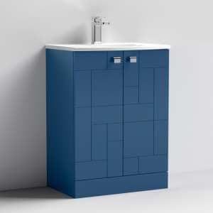 Bloke 60cm 2 Doors Vanity With Curved Basin In Satin Blue - UK