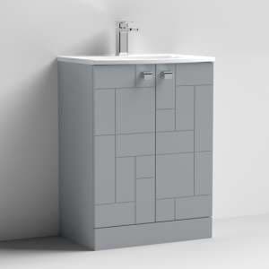Bloke 60cm 2 Doors Vanity With Curved Basin In Satin Grey - UK