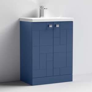 Bloke 60cm 2 Doors Vanity With Mid Edged Basin In Satin Blue - UK