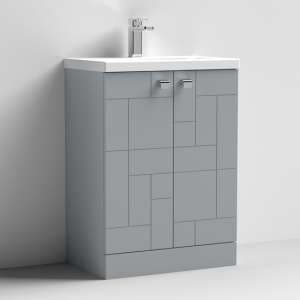 Bloke 60cm 2 Doors Vanity With Mid Edged Basin In Satin Grey - UK