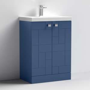 Bloke 60cm 2 Doors Vanity With Thin Edged Basin In Satin Blue - UK