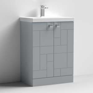 Bloke 60cm 2 Doors Vanity With Thin Edged Basin In Satin Grey - UK