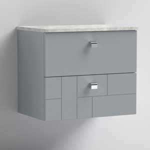 Bloke 60cm Wall Hung Vanity With Grey Worktop In Satin Grey - UK