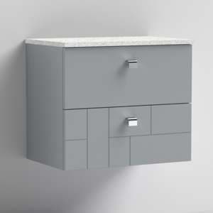Bloke 60cm Wall Hung Vanity With White Worktop In Satin Grey - UK