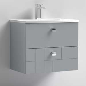 Bloke 60cm Wall Vanity With Curved Basin In Satin Grey - UK