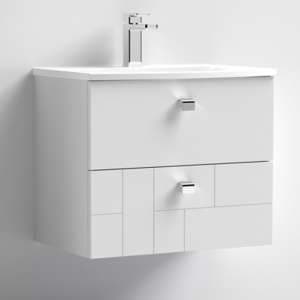 Bloke 60cm Wall Vanity With Curved Basin In Satin White - UK