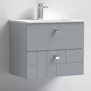 Bloke 60cm Wall Vanity With Minimalist Basin In Satin Grey - UK