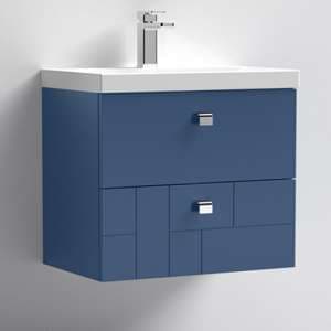 Bloke 60cm Wall Vanity With Thin Edged Basin In Satin Blue - UK