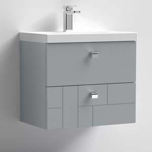 Bloke 60cm Wall Vanity With Thin Edged Basin In Satin Grey - UK