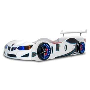 BMW GTI Childrens Car Bed In White With Spoiler And LED