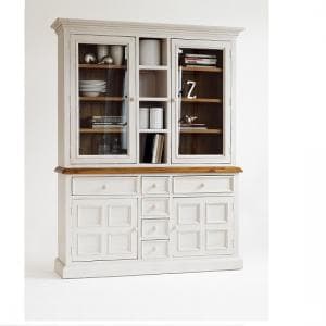 Boddem Buffet Display Cabinet In White Pine With Drawers