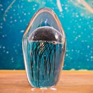 Bogota Glass Jellyfish Ornament In Black - UK