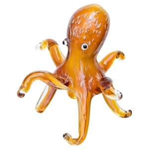 Bogota Glass Octopus Ornament In Orange - UK