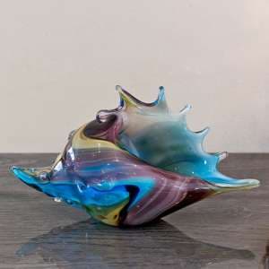 Bogota Glass Seashell Ornament In Blue And Purple - UK