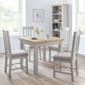 Raisie Extending Elephant Grey Dining Table With 4 Chairs