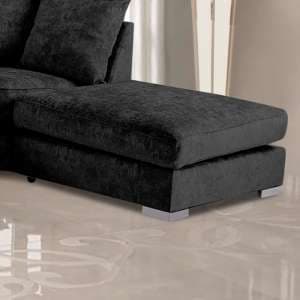 Boise Chenille Fabric Footstool In Black - UK