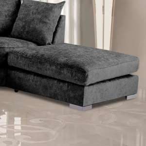 Boise Chenille Fabric Footstool In Charcoal - UK