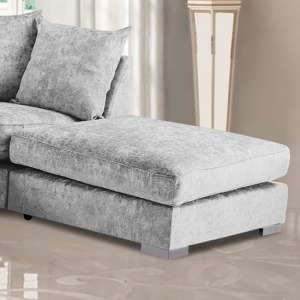 Boise Chenille Fabric Footstool In Silver - UK